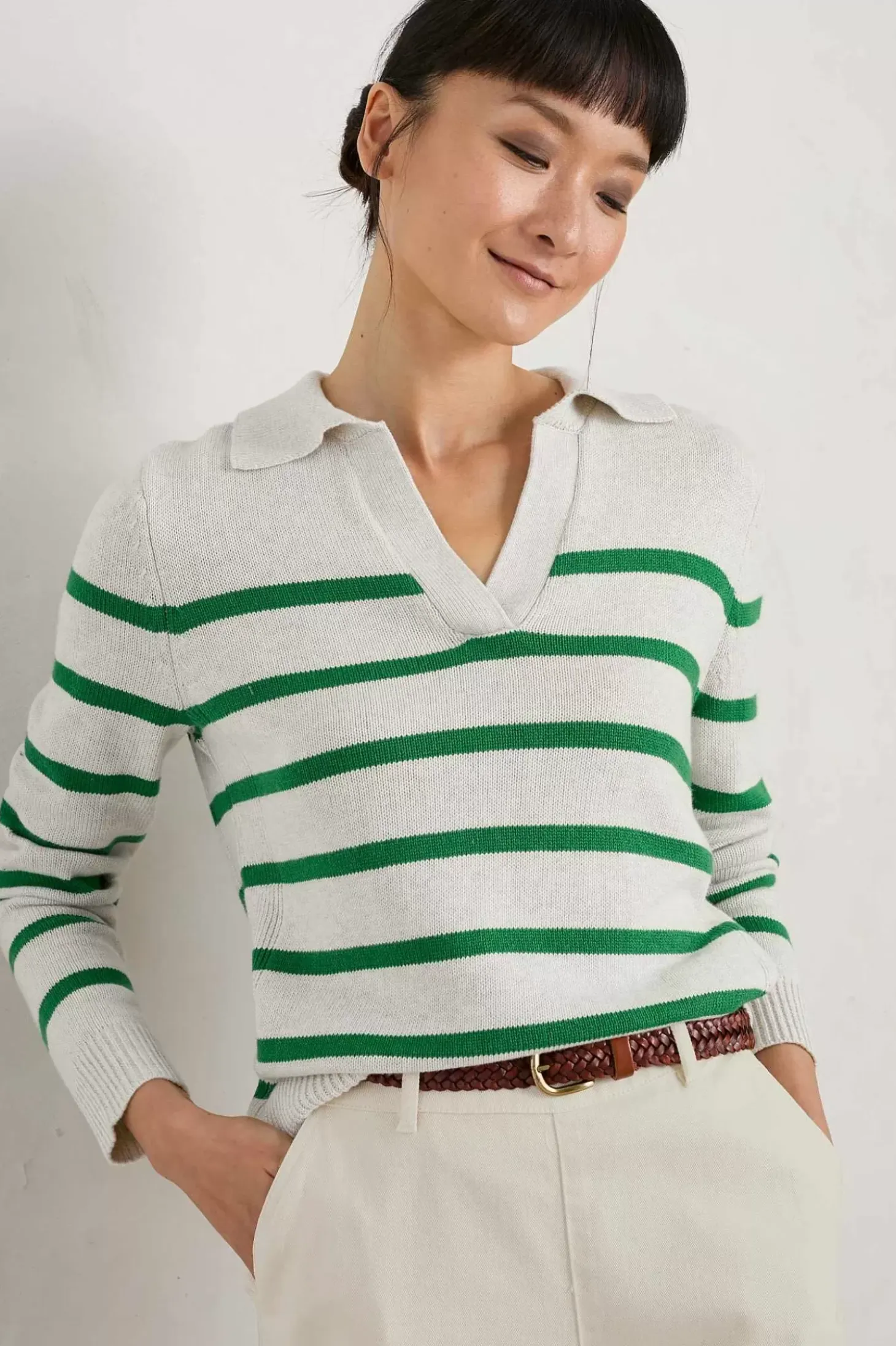 Barbizan Long Sleeve Collared Jumper