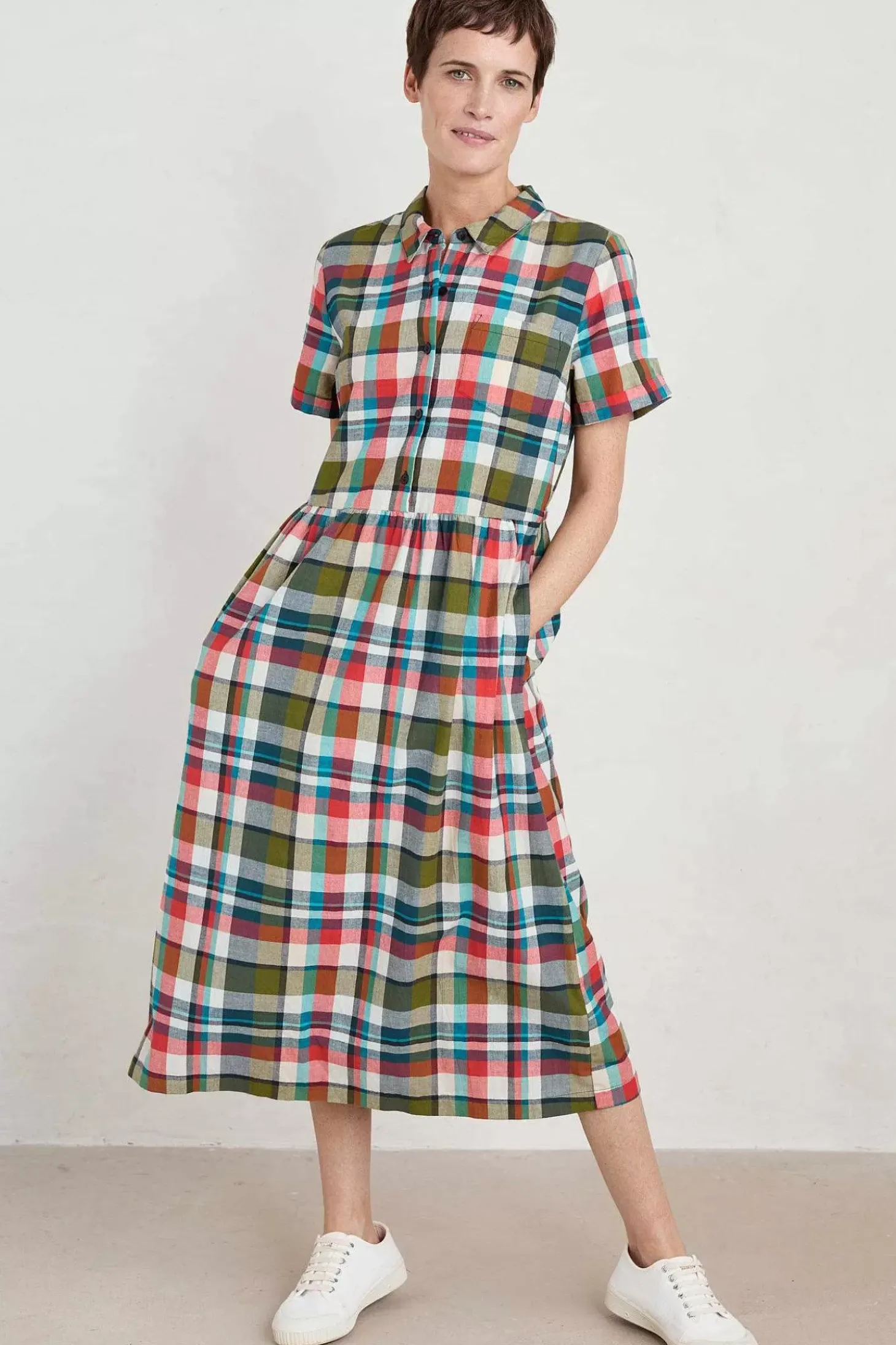 Fleet Checked Midi Dress