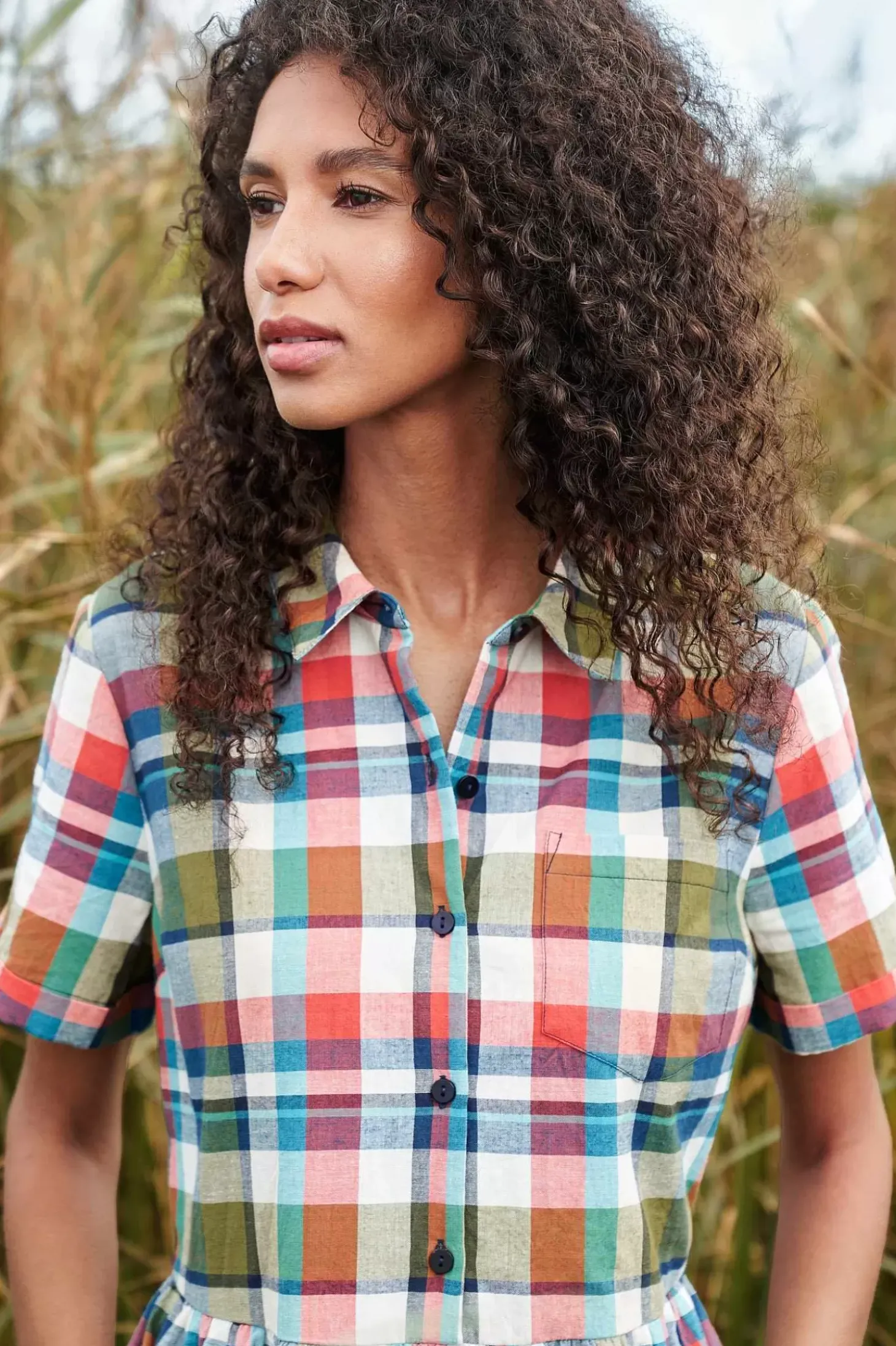 Fleet Checked Midi Dress