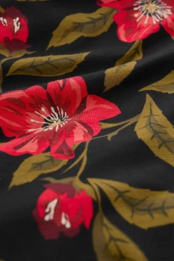 Flower Bud Jersey V- Neck Midi Dress