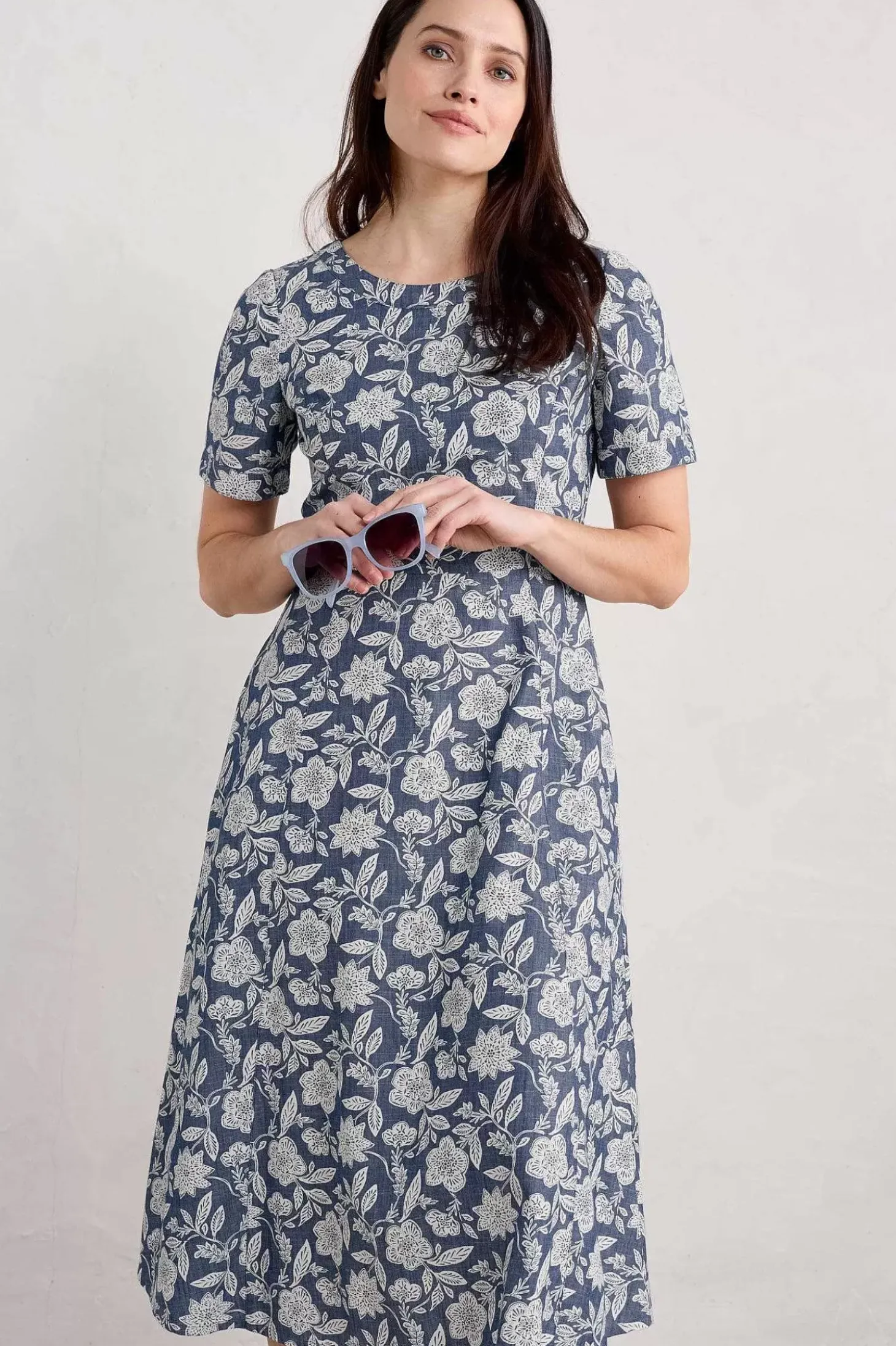 Fox Path Printed Chambray Dress