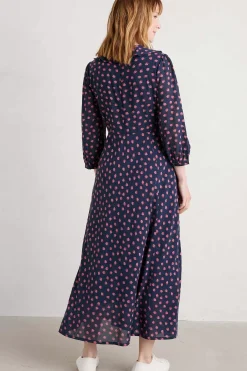 Furled Flower V-Neck Dress