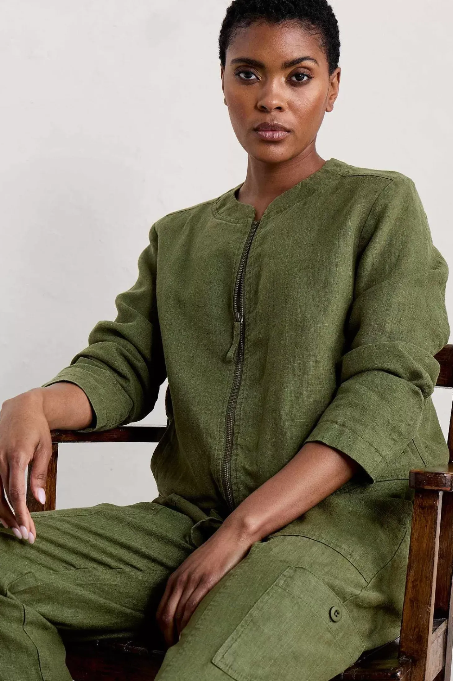 Galleon Zip Through Linen Jacket