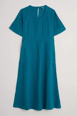 Grass Wave Linen Midi Dress
