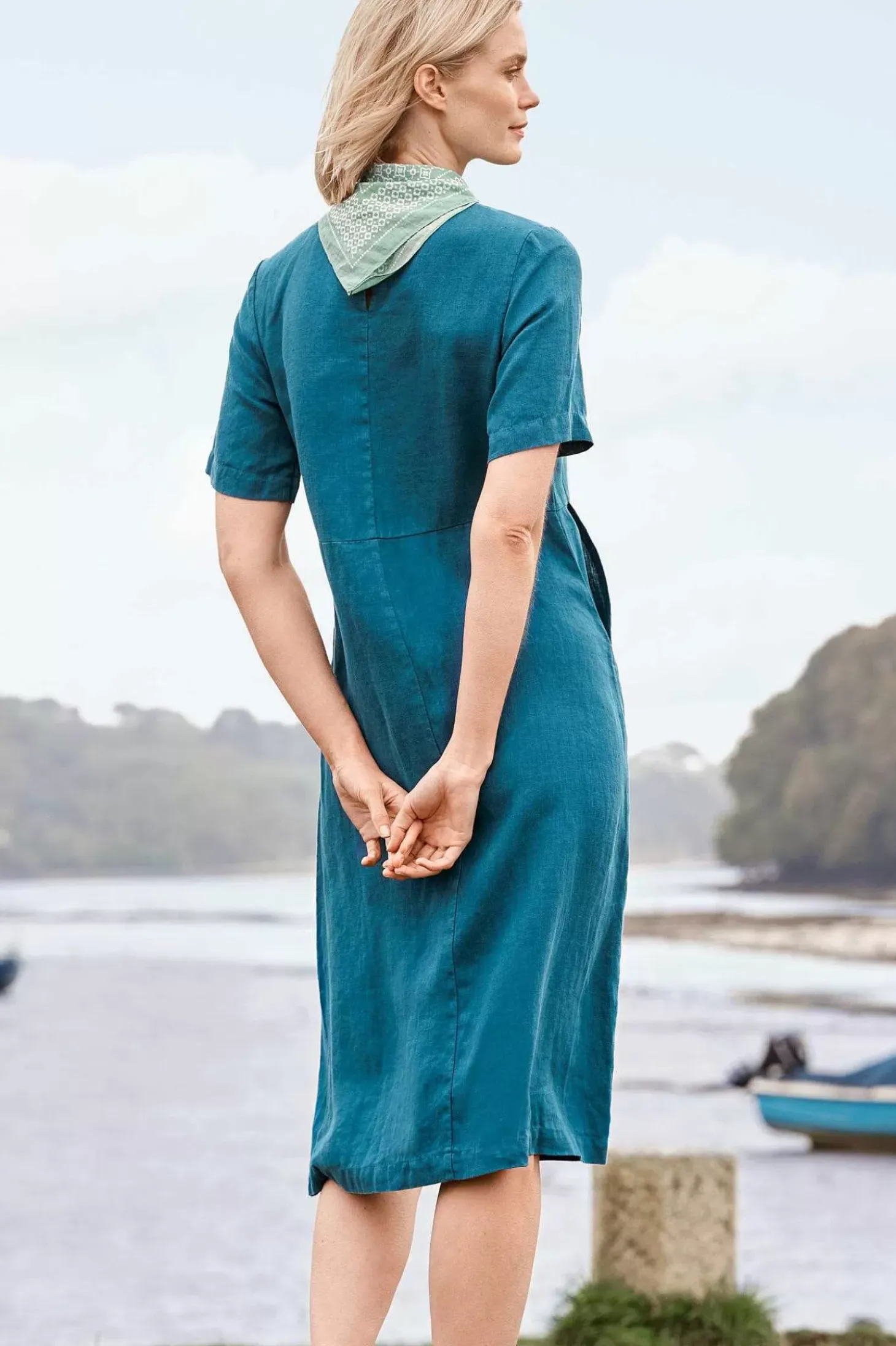Grass Wave Linen Midi Dress