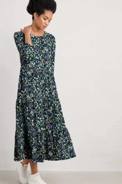 Line Strokes Tiered Jersey Dress (Gots)