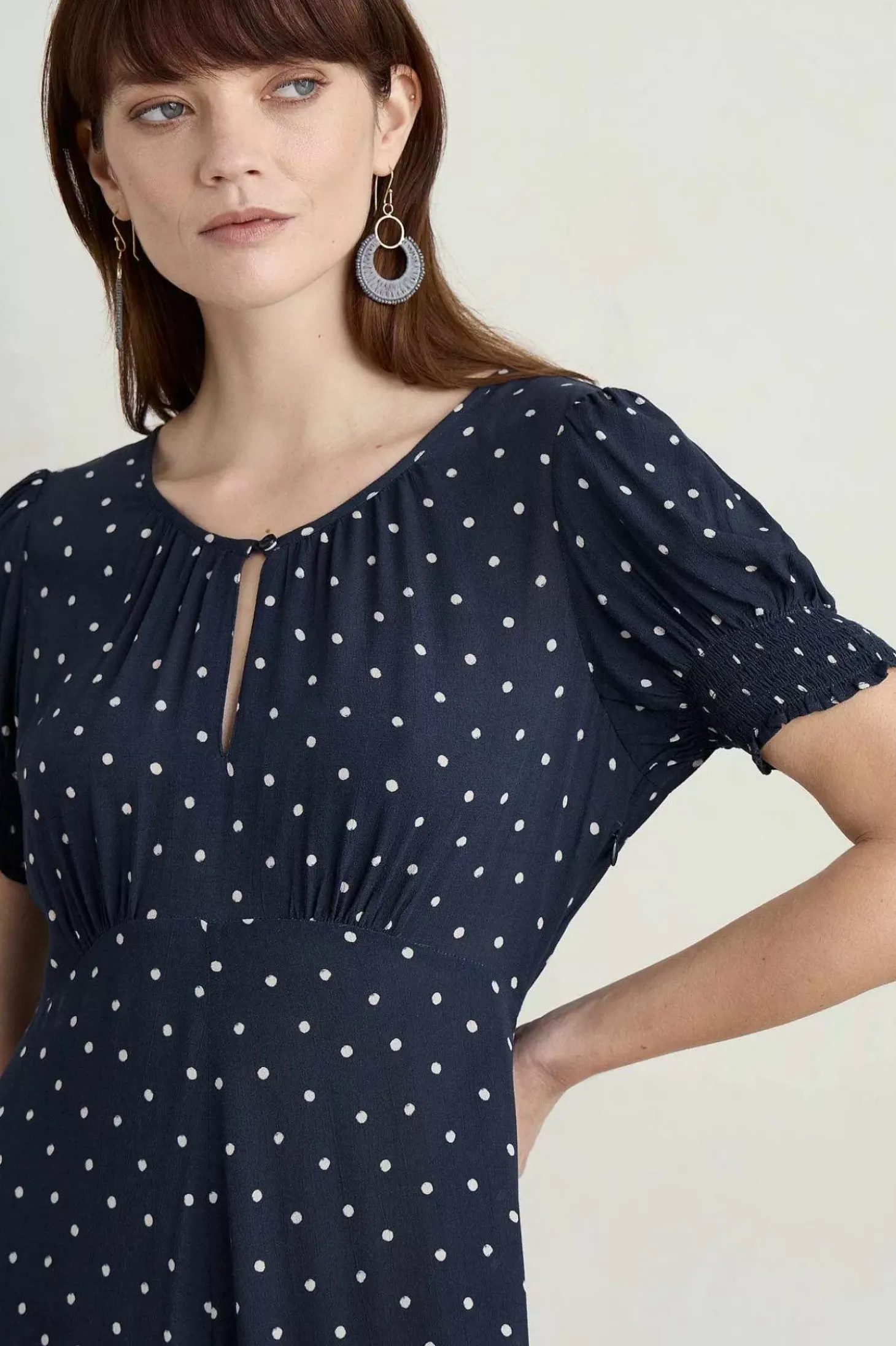 Marsh Violet Short Sleeve Empire Line Dress