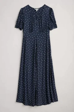 Marsh Violet Short Sleeve Empire Line Dress