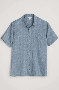 Men's Blue Heron Printed Short Sleeve Shirt