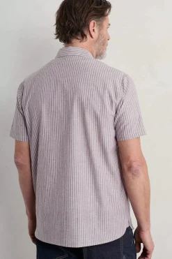 Men's Blue Heron Striped Short Sleeve Shirt