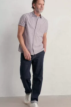 Men's Blue Heron Striped Short Sleeve Shirt