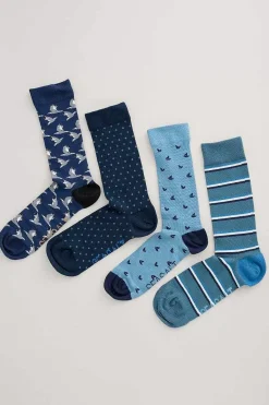 Men's Step Into The Blue Socks Box Of 4