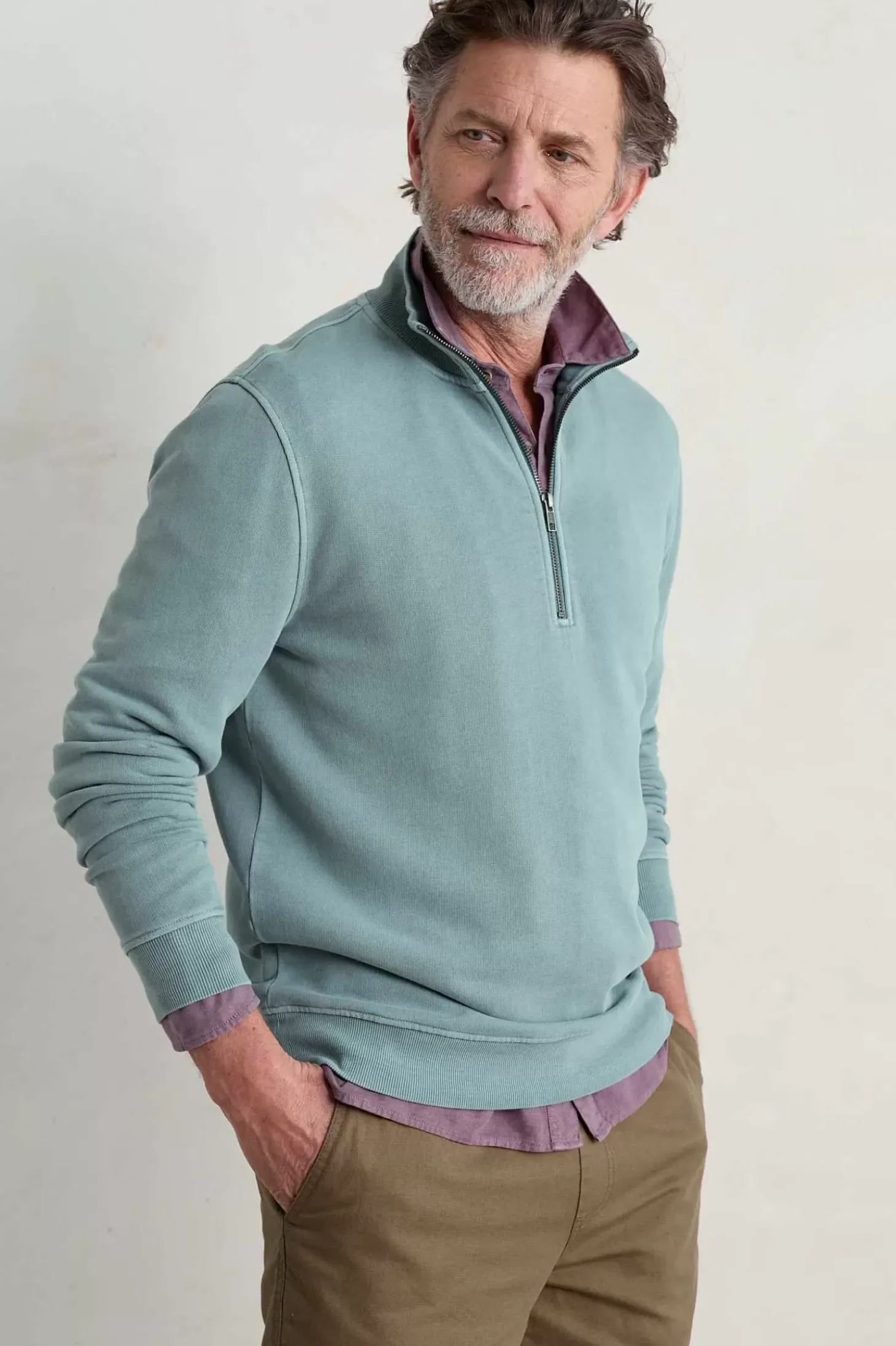 Men's Wood Moss Quarter Zip Sweatshirt