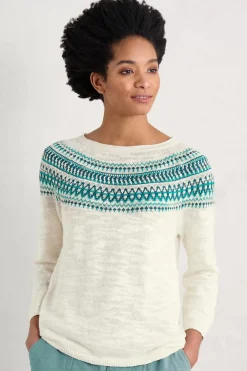 Penvoose Three Quarter Sleeve Fair Isle Jumper