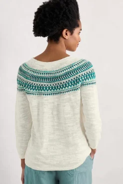 Penvoose Three Quarter Sleeve Fair Isle Jumper