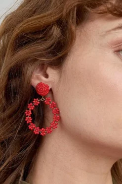 Redpoll Beaded Circle Earrings