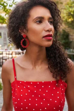 Redpoll Beaded Circle Earrings