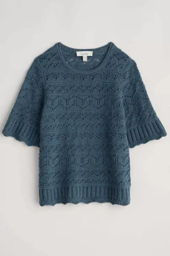 River Cross Pointelle Knit Top